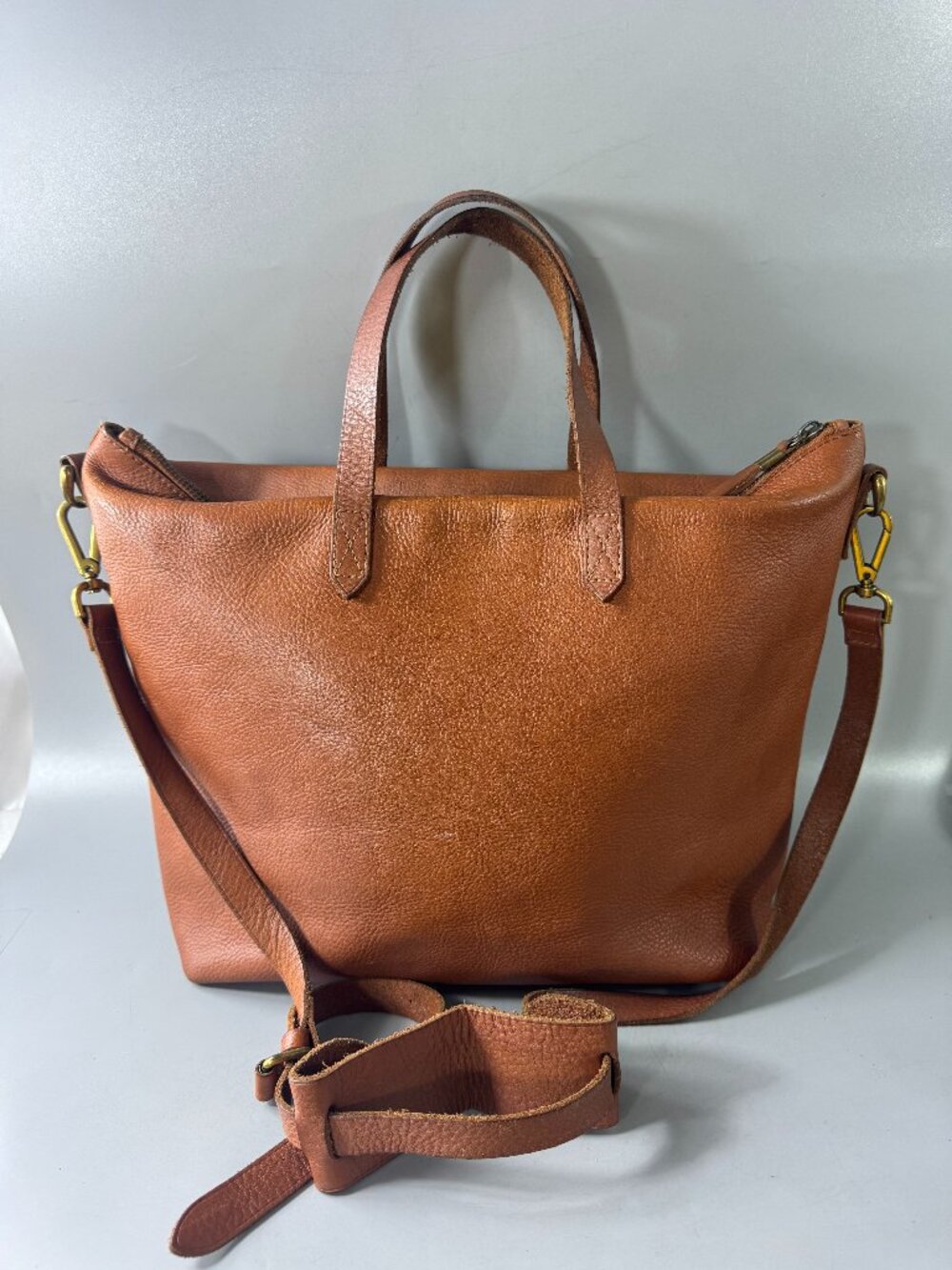 Madewell British Tan Top-Zip Transport Satchel/Shoulder Bag